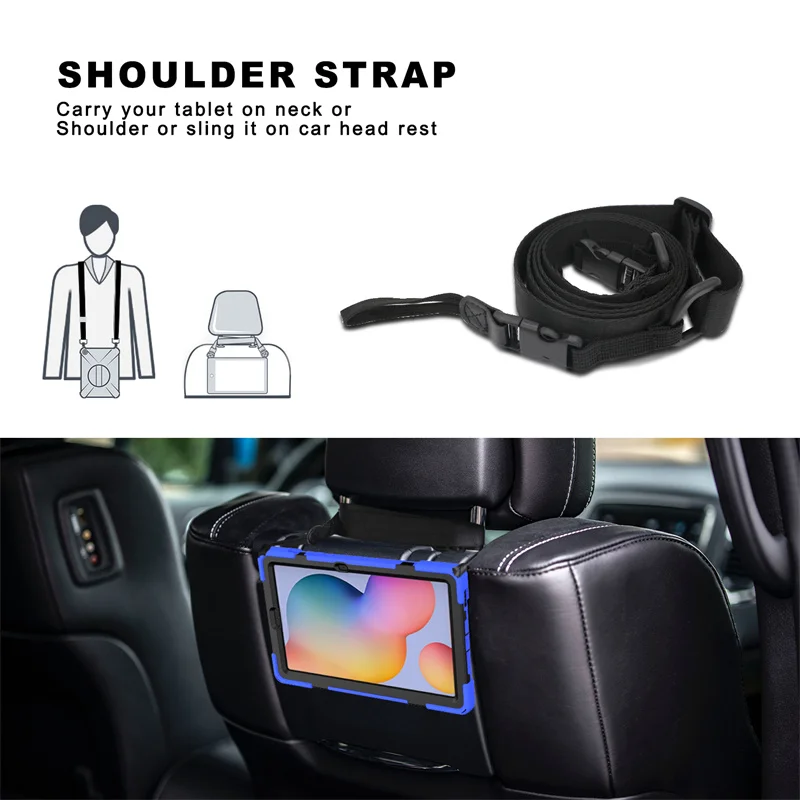 Resistente à Prova de Choque Case para Samsung Galaxy Tab s6 Lite P610 P615 P619 P613 T867 T860 T865 Crianças Capa Suporte Alça de Ombro - Imagem 4