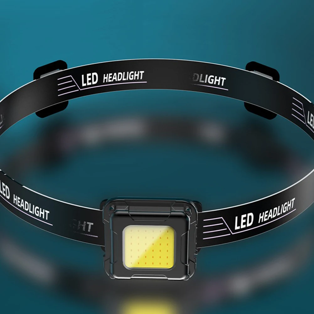 LED Headlamp 4 Light Modes Multifunctional Head Torch USB Rechargeable Work Flashlight Mini COB LED Headlight for Camping Hiking
