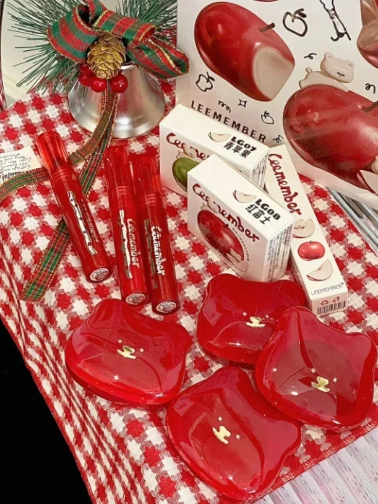 LEEMEMBER Christmas WaterLight Shimmer Blush Lipstick Multiuse Red Apple Clear Cheek Easy to Wear