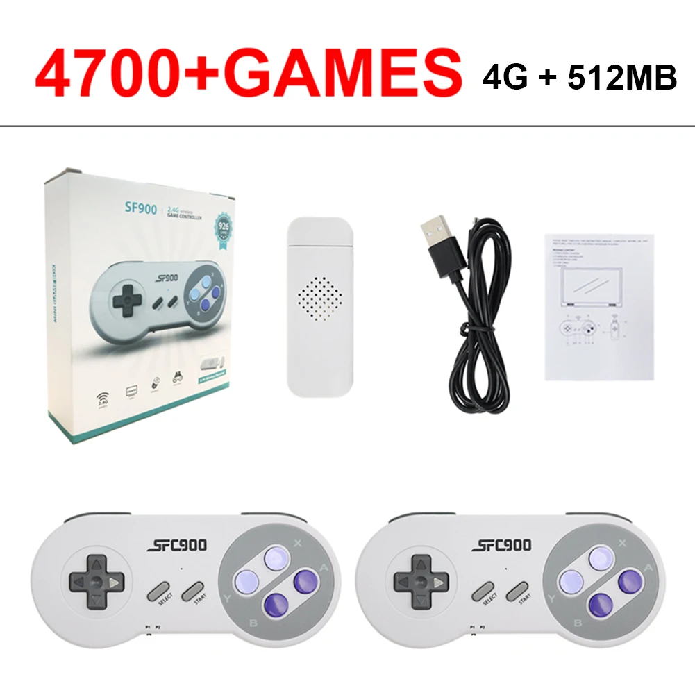 휴대용 게임 플레이어 4GB 레트로 비디오 게임 콘솔, HDMI 호환 2.4G 무선 듀얼 게임패드, 세가 메가 드라이브용, SF900