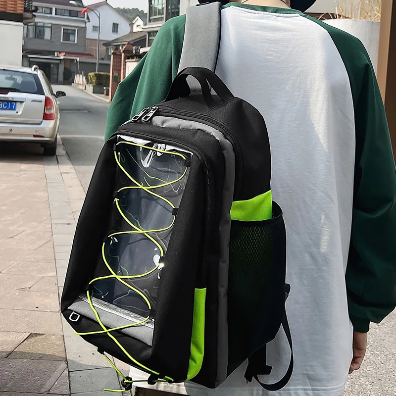 Male Women Transparent College Backpack New Boy Girl Laptop School Bag Trendy Ladies Backpack Fashion Female Men Travel Book Bag