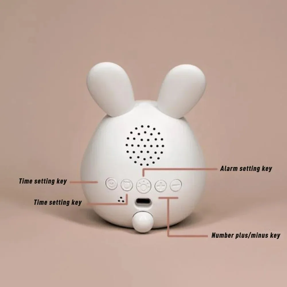 Mini cartoon rabbit LED alarm clock night light for students dormitory digital display children wake up light USB charging 3
