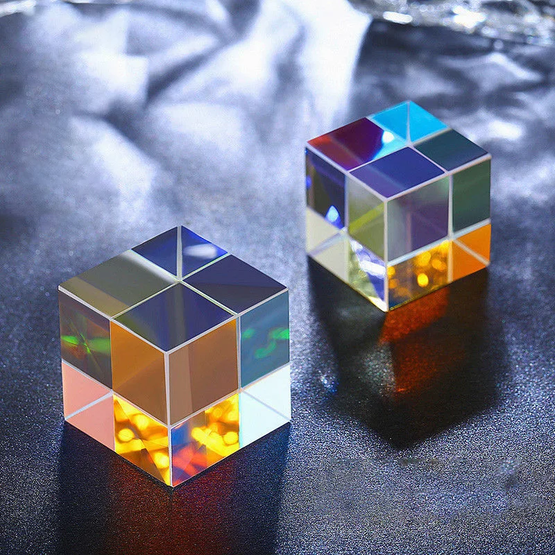 Cubo de luz de Color Prisma de seis lados, regalos creativos, fotografía fotográfica de arco iris, 15x15x15mm, 2 piezas