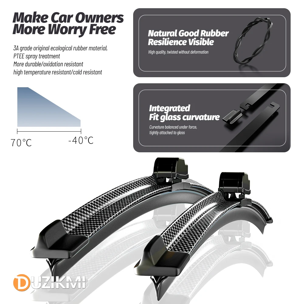 Premium Carbon Fiber Front Windshield Wiper Blades (Set of 2)