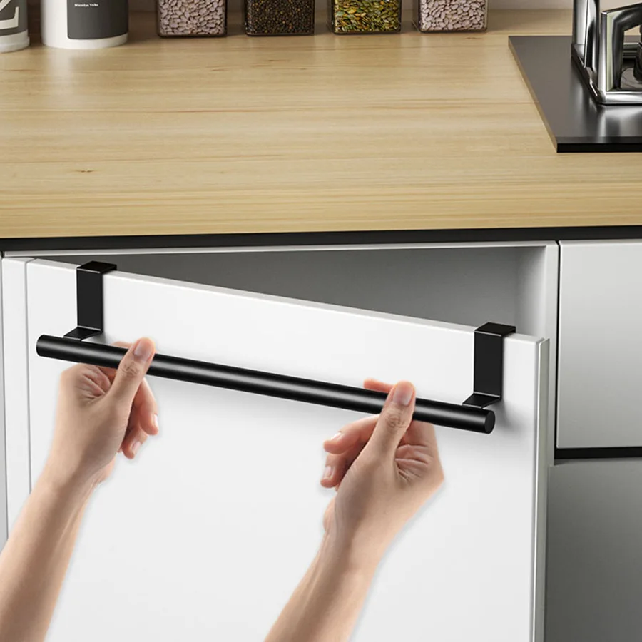 Towel Rod Steel Metal Wire Over Cabinet Towel Rack Storage Organizer Bathroom Door Hanging Rack Punch-free Rag Hanger