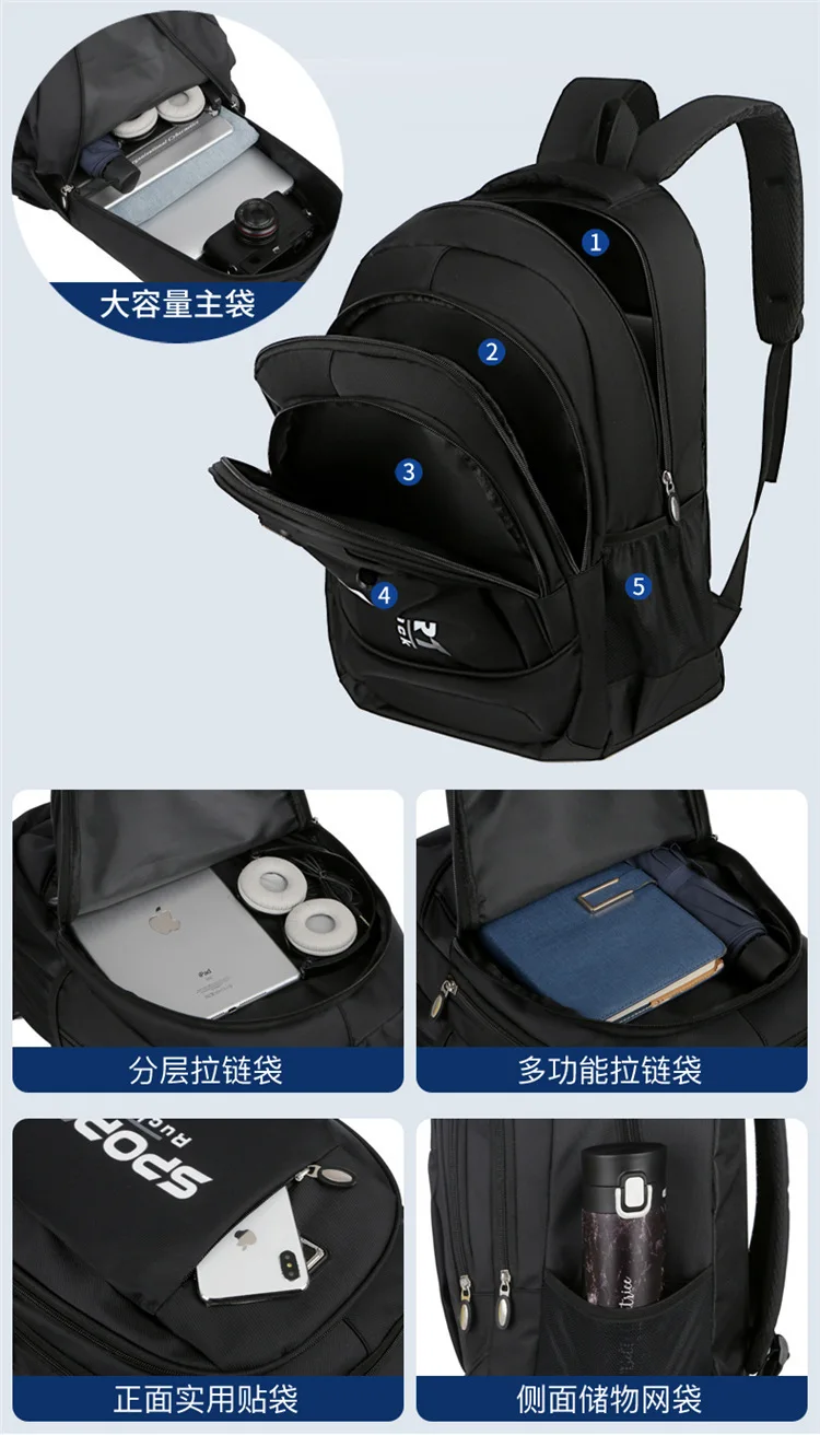 Backpack Trendy Elementary School Student Bag Travel Backpack Korean Version Unisex Business Casual Thicken Double Shoulder Bags – Detail 10