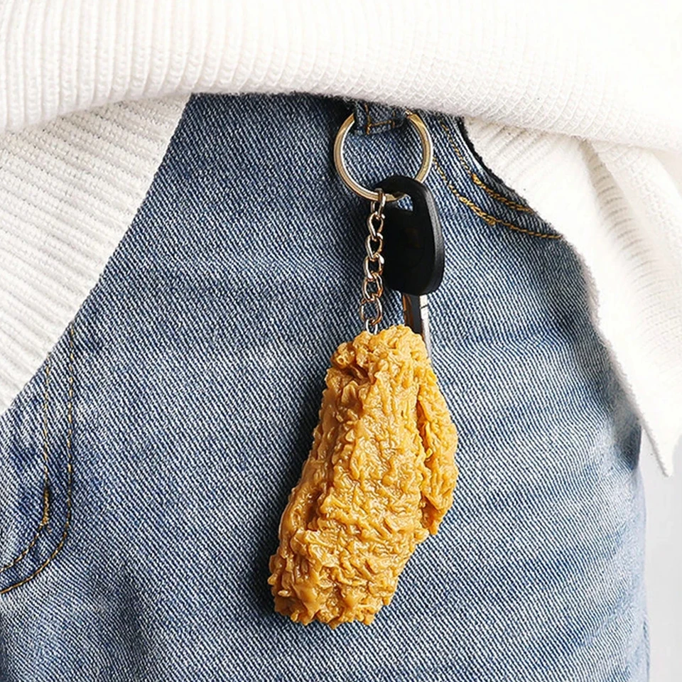 Imitation Food Keychain - Fried Chicken Leg & Nugget Keychain With Ketchup, Cute PVC Accessory - View #4