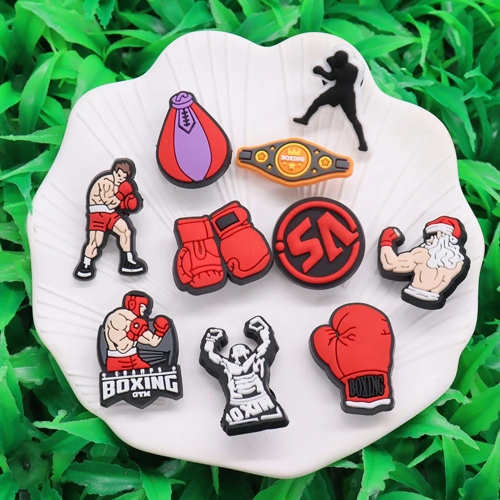 1-10PCS PVC 구두 매력 권투 강한 남자 정원 신발 단추 장식품 맞는 팔찌 슬리퍼 액세서리 나막신 핀