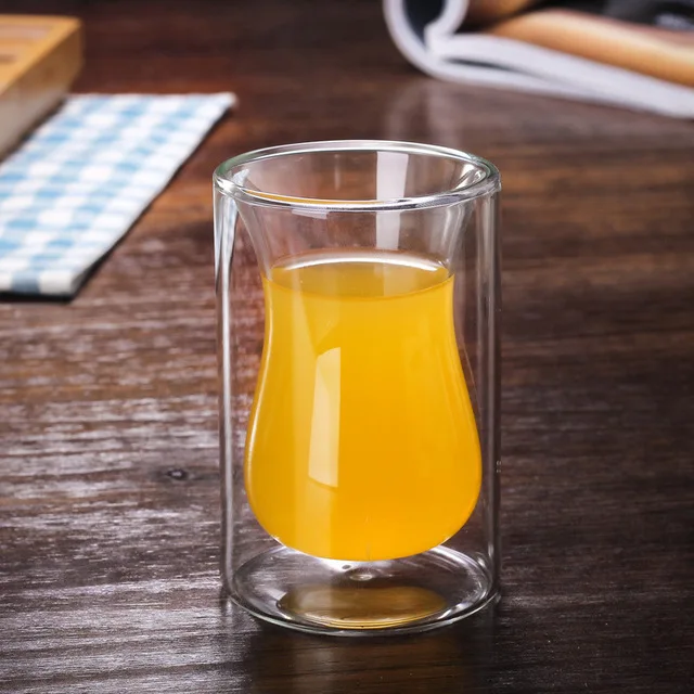 2pc/6pc Double-layer Heat-resistant Glass Coffee Cup Transparent Tea Beer Coffee Water Cups Heat Preservation cup Gift set A-120ml
