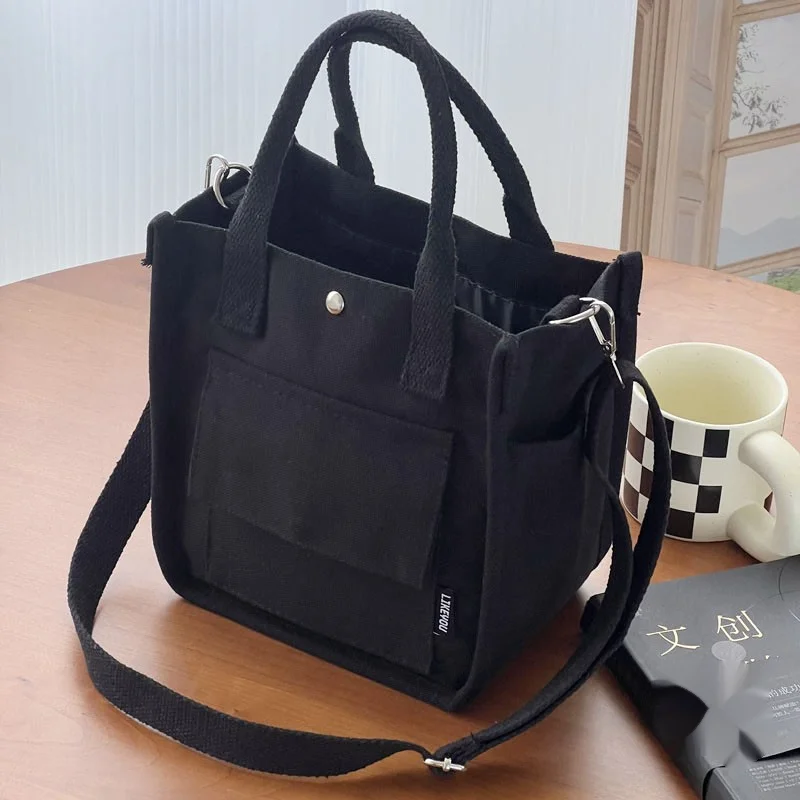 Design a 3D Multi Pocket Solid Color Simple Handbag Canvas for Carrying a Simple Multi functional Portable Lunch Box Bag