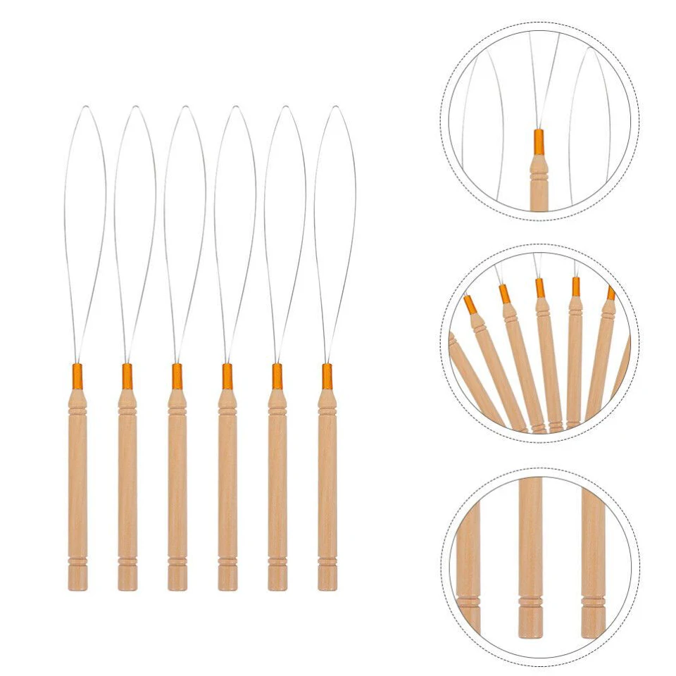 

1-10Pcs Pulling Hook Needle Used For Silicone Microlink Beads And Feathers Micro Rings Loop Tool Loop Threader Wire Pulling Hook