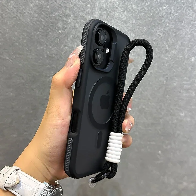 Vibrant Translucent Shockproof Magnetic Phone Case with Adorable Lanyard