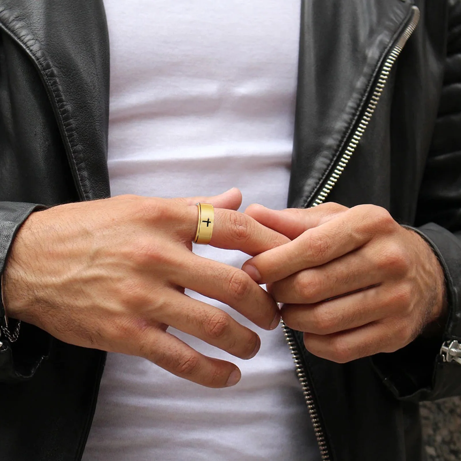 Cross Rings Stainless Steel Cross Rings for Men Easter Gift Christian Baptism Faith Ring Gift Jewelry
