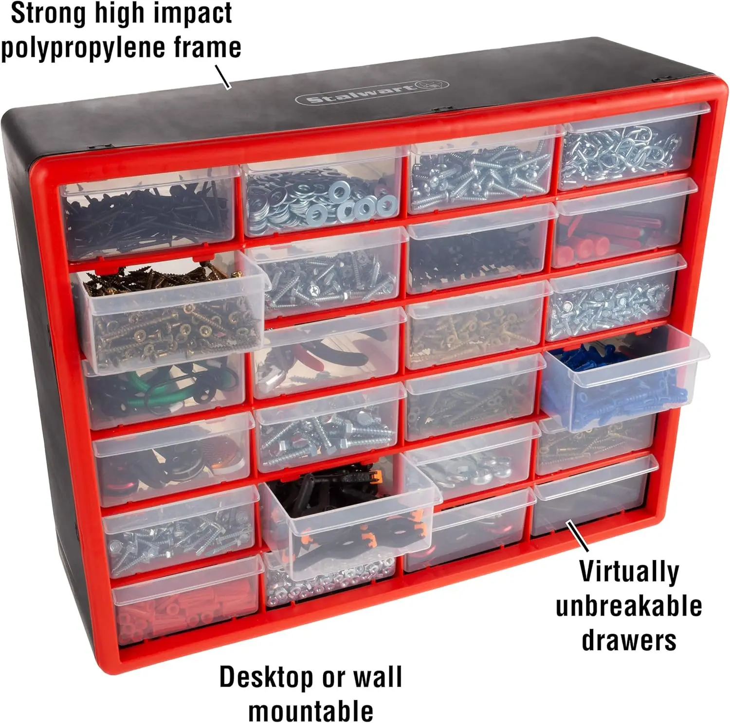 39-Drawer Plastic Storage Organizer Desktop Wall-Mounted Craft Classroom Bead Tool Red 4