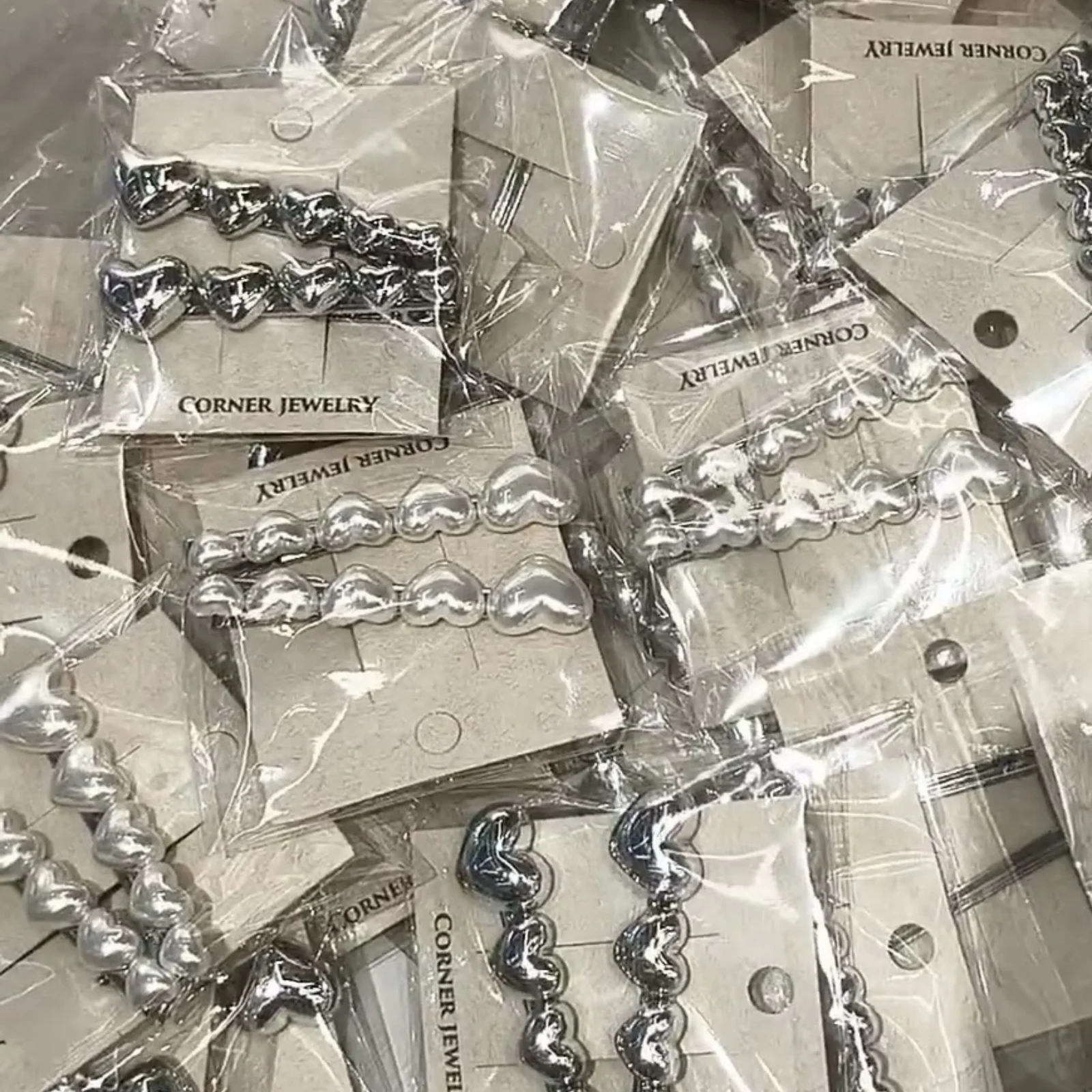 1PC Silver Heart - Shaped Hair Clips Set, 2Pcs Trendy Hairpins, Cute Korean - Style Hair Accessories For Women