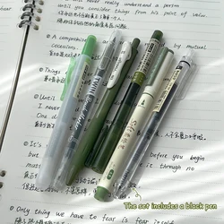 Set of 6 Colored Soft - Tip Calligraphy and Fine Line Brush Pens (Green series)