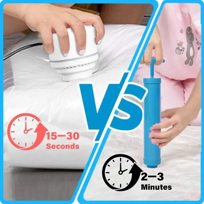 Vacuum Storage Bags 5Pcs or 1Pcs Pump Space Saving For Comforters Clothes Pillow Bedding Blanket Storage