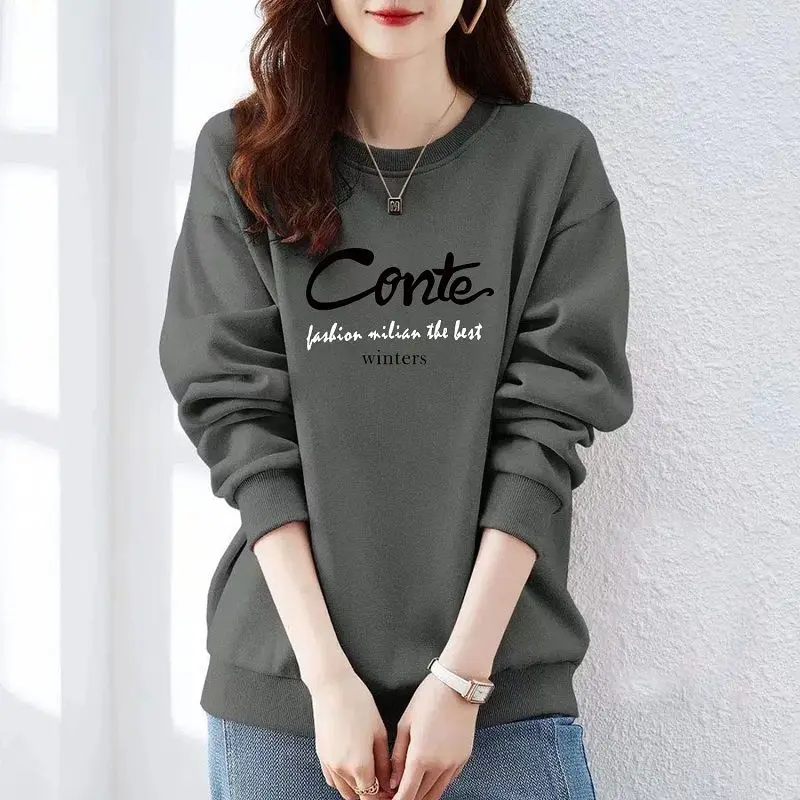 Fashion O-Neck All-match Printed Letter Blouse Women's Clothing 2023 Autumn Winter New Casual Pullovers Loose Korean Shirt