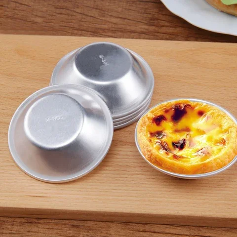 

10 Pcs Reusable Silver Stainless Steel Cupcake Egg Tart Mold Cookie Pudding Mould Nonstick Cake Egg Baking Mold Pastry Supplies