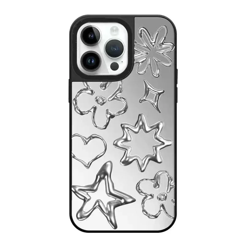 

Mirror Surface Flower Star Phone Case Cover for iPhone 14 13 12 11 15 Pro Max Case for iPhone 15 ProMax