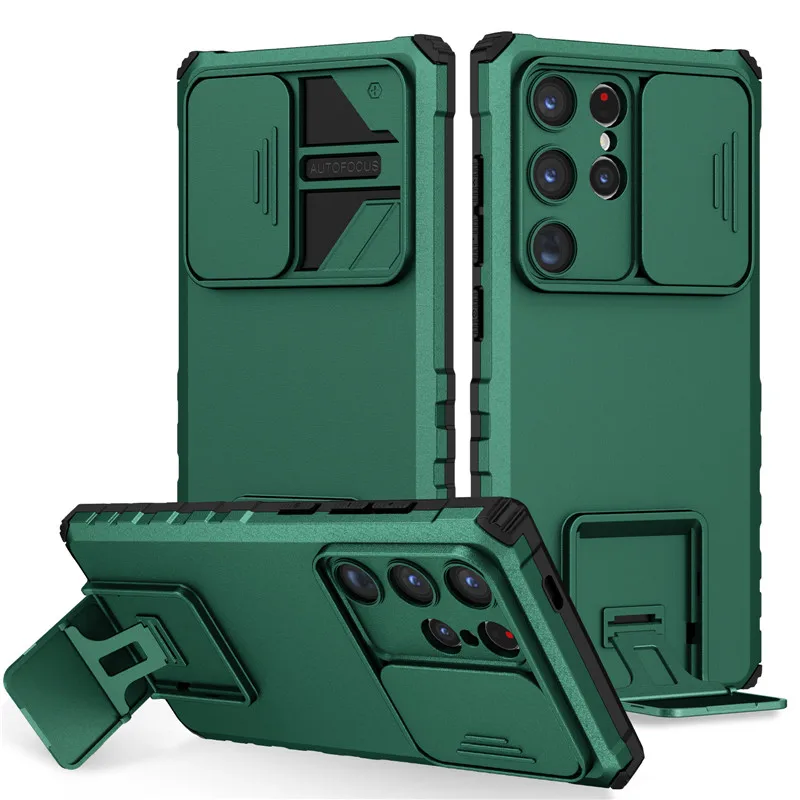 Rugged Armor Shockproof Phone Case with Camera Protection and Holder Stand