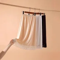 Jupon en dentelle anti-transparence, coupe trapèze mi-longue, doublure anti-frottement pour femme, 70 cm/27,56 pouces de long 2