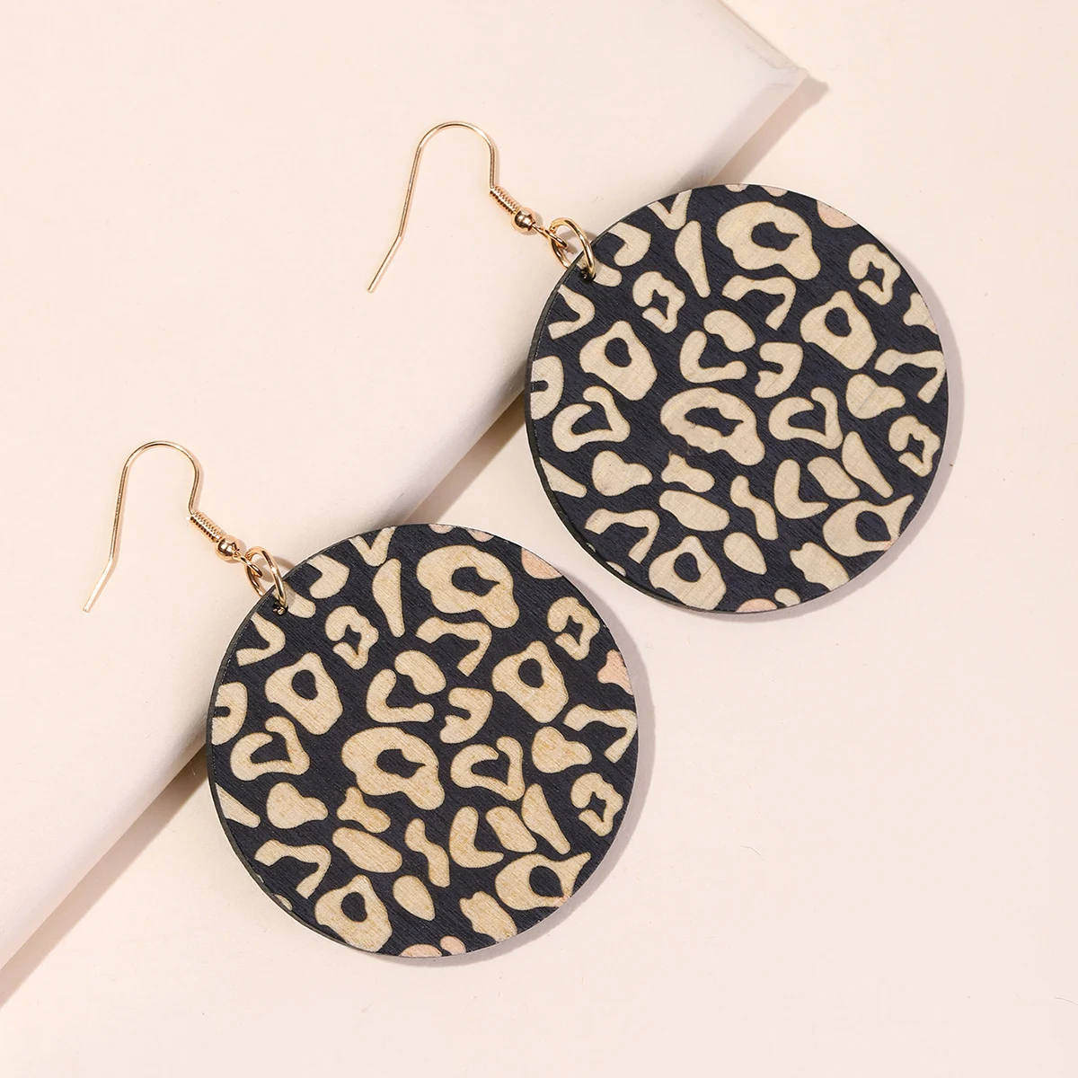 Женские деревянные леопардовые круглые серьги-подвески, деревянные африканские женские ювелирные изделия, аксессуары в подарок