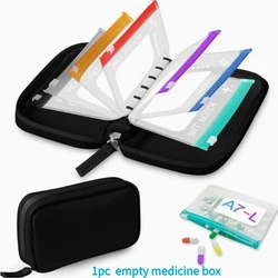 Durable Travel Pill Organizer with Color - Coded, Reusable Pouches (Black)