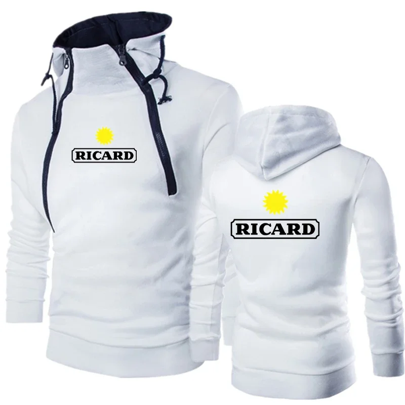 

Spring Selling New RICARD Logo Printed Customizable Solid Color Men Zipper Pullover Hoodie Cotton Warm Leisure Man Sportswear