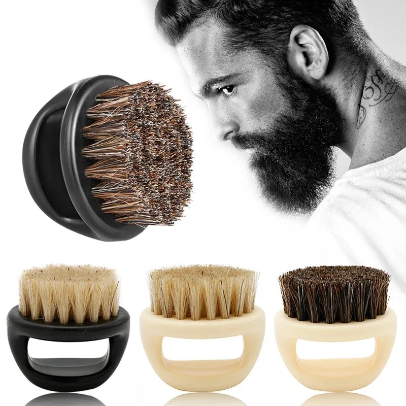 1Pcs Men's Beard Ring Brush Design Horse Bristle Men Shaving Brush Portable Barber Beard Brushes Salon Face Cleaning Razor Brush 3