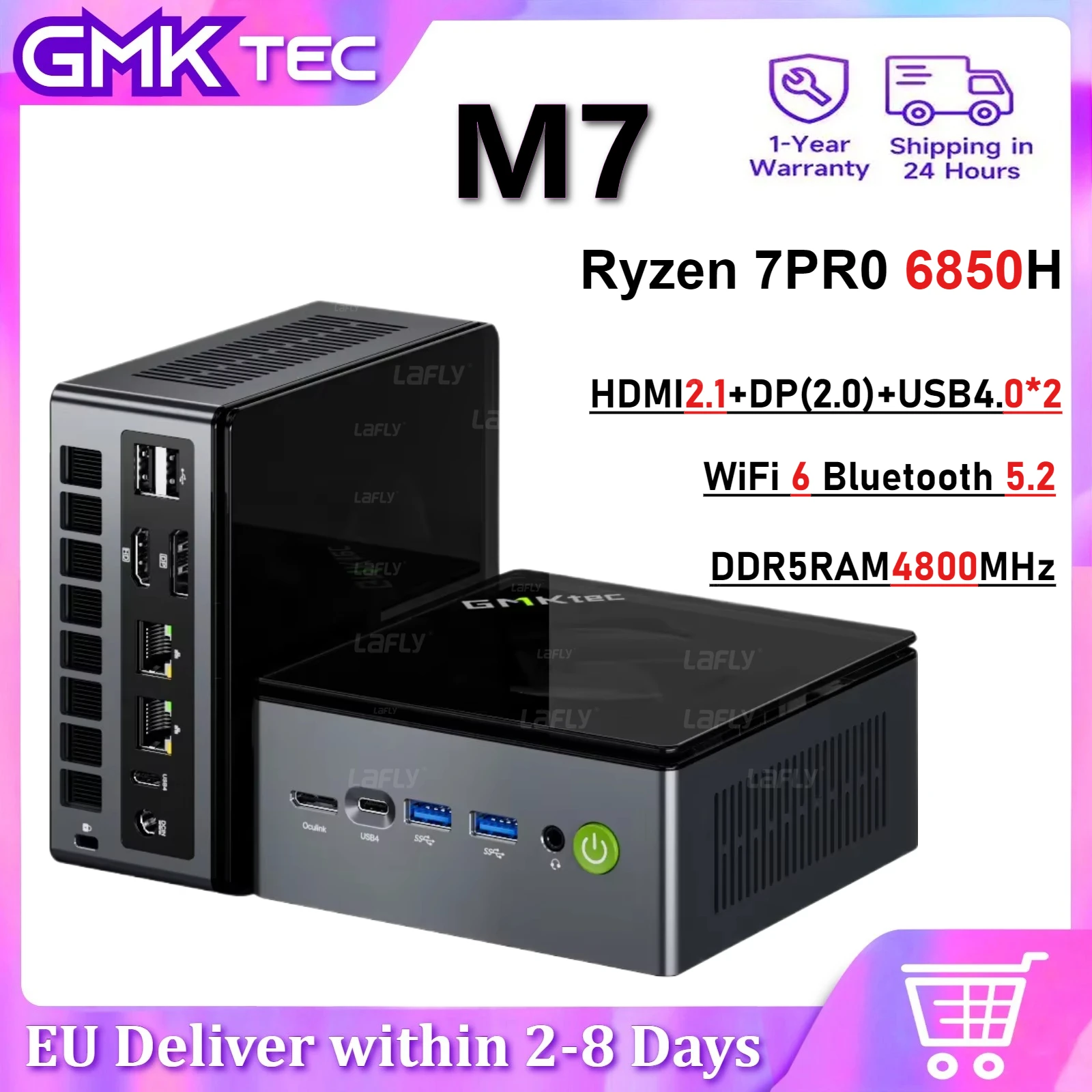 GMKtec M7 AMD R7 Pro 6850H Mini PC para juegos 8 núcleos 16 hilos