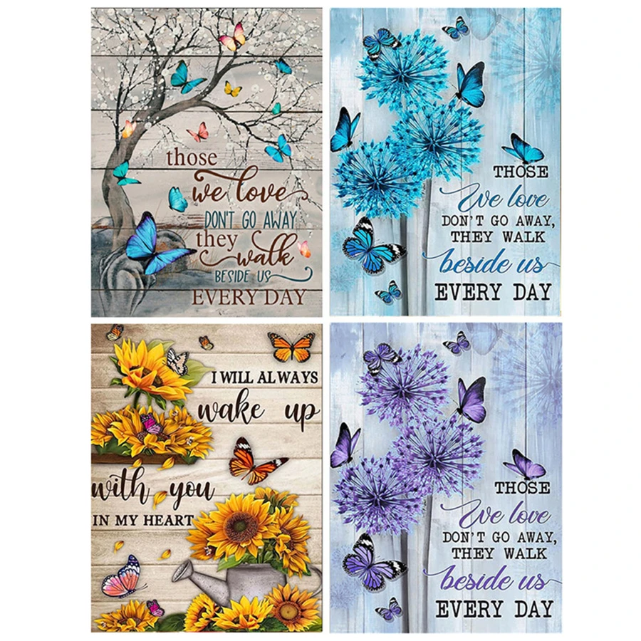 

5D Diamond Painting Text Diamond Mosaic Tree Embroidery Kit Picture Of Rhinestones Landscape Butterfly Home Decoration