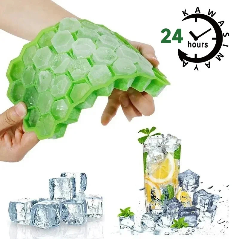 37 Cavity Ice Cube Mold Reusable Silicone Ice Cube Mold BPA Free Cream Maker with Lids DIY Popsicle Trays