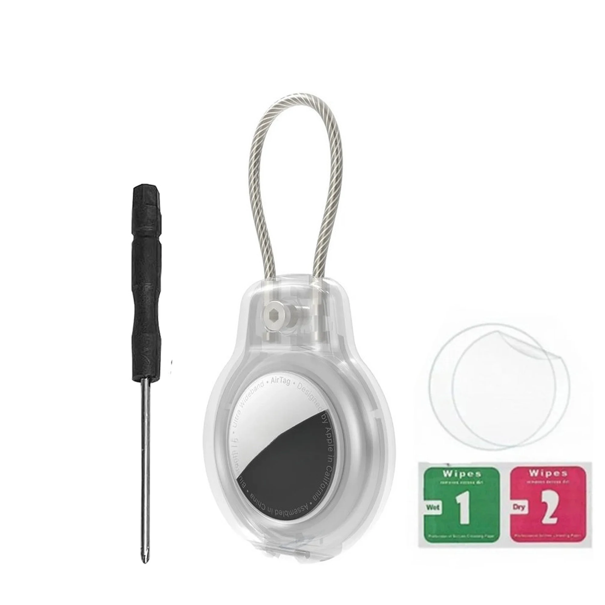 Enhanced AirTag Holder - Secure Wire Cable Keychain with Protective Case for Luggage, Keys, Backpacks, Pets