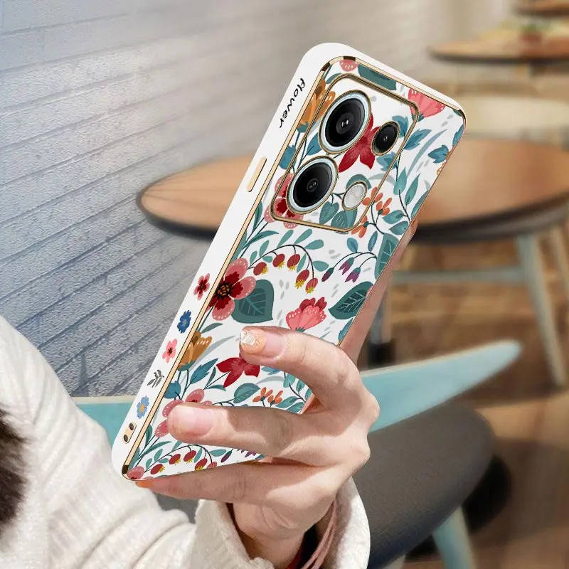 Red Flower Luxury Plating Phone Case
