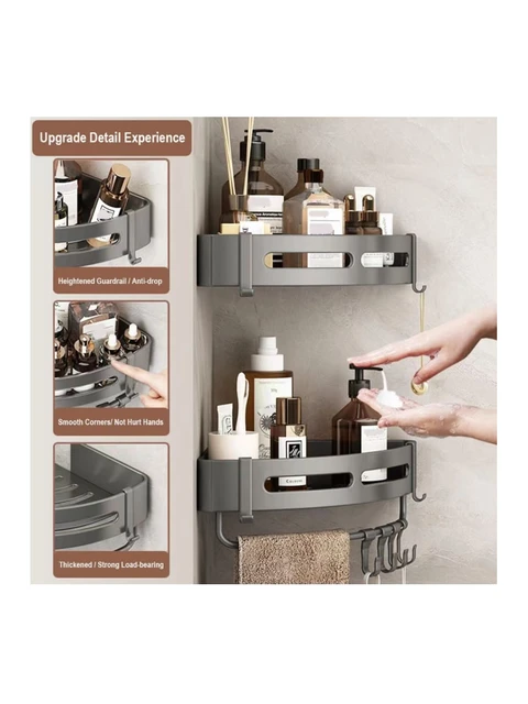 Thickened Aluminum Alloy Bathroom Corner Shelf Upgraded Luxury