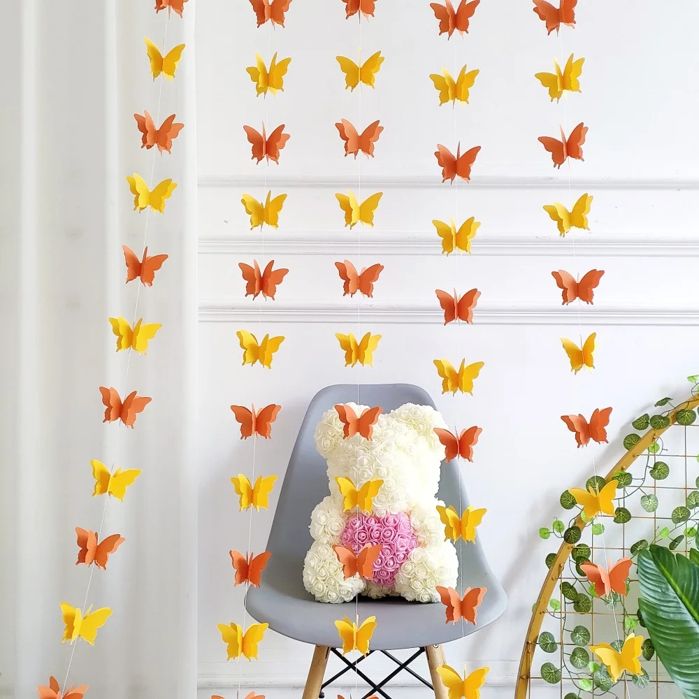 2.8M Gradient Colors Butterfly Paper Garlands Banner Hanging for Wedding  Birthday Party Baby Shower Decoration Kids Room Decor - AliExpress