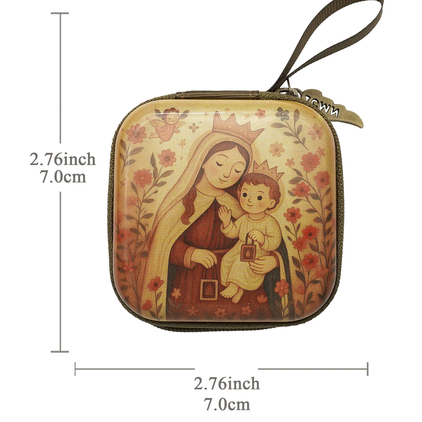 7x7cm Virgin Mary Jesus Prayer Rosary Bag Religious Jewelry Storage Box Prayer Beads Rosary Box Christian Gifts
