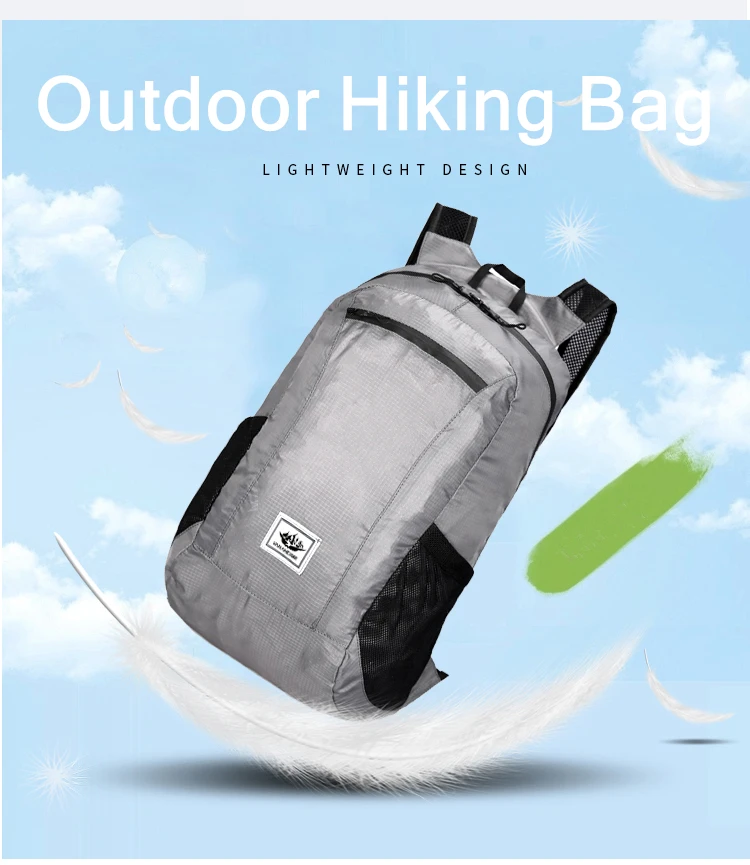 Outdoor-Wandertasche, 20 l, leicht, tragbar, faltbar, wasserdicht, faltbar, ultraleicht, für Damen und Herren, Reisen, Wandern – Detail 1
