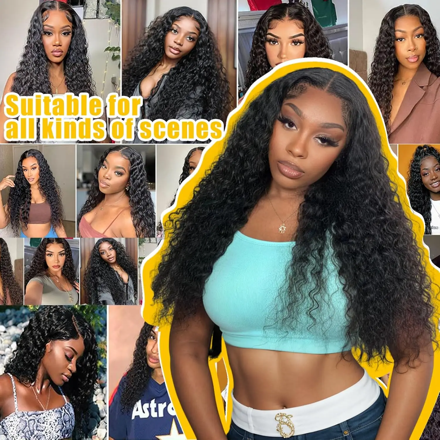 200% Density 5x5 HD Lace Closure Wigs Human Hair Glueless Wigs Human Hair Pre Plucked Pre Cut Deep Wave Lace Closure Wig 20 Inch