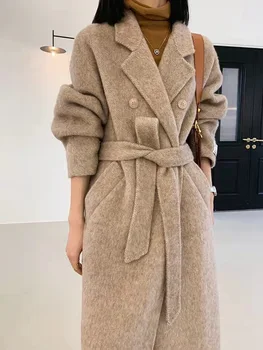 Furyume Trench in lana di Cashmere a doppia faccia per donna giacca lunga colletto rovesciato cappotto di lana Casual nuovo autunno e inverno 1