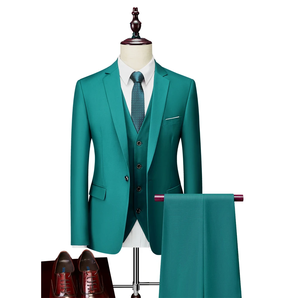 Mens Suit Men's Business Blazers Wedding Groom's Three-piece Suit Tuxedo S-6XL