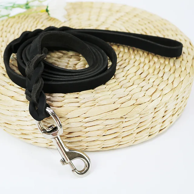 1.2-2.1m Dogs Leads with Hook Genuine Leather Leash Pet Walking Training Brown Black Colors for Medium Pet Shepherd Greyhound 6