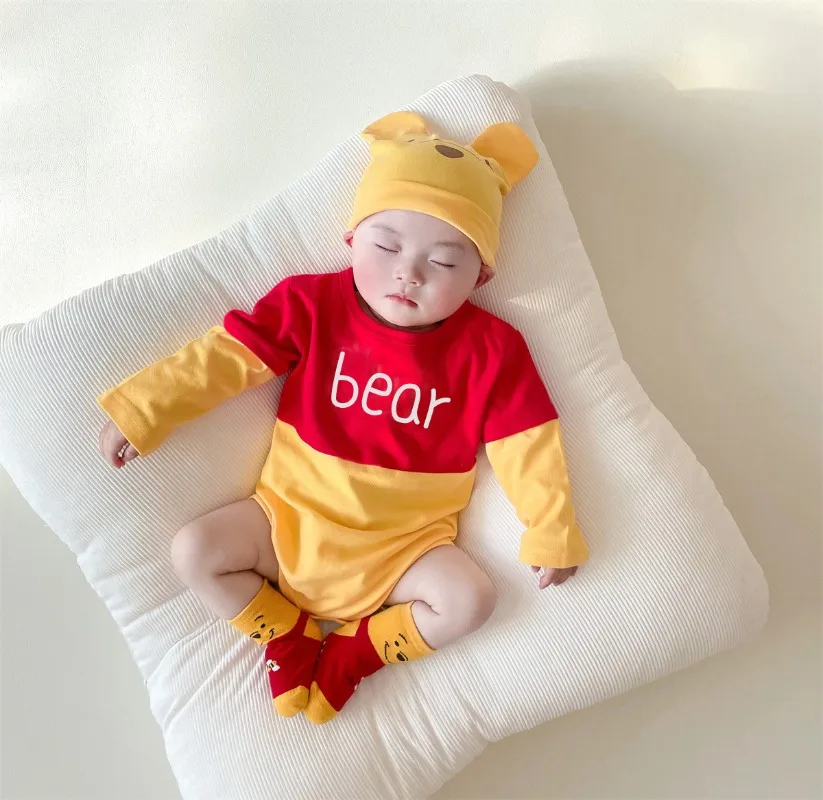 Winnie The Pooh Disney Bear Baby Bodysuit Newborn Long Sleeve Romper Toddler Boys Girls Jumpsuit Clothes K3529 5