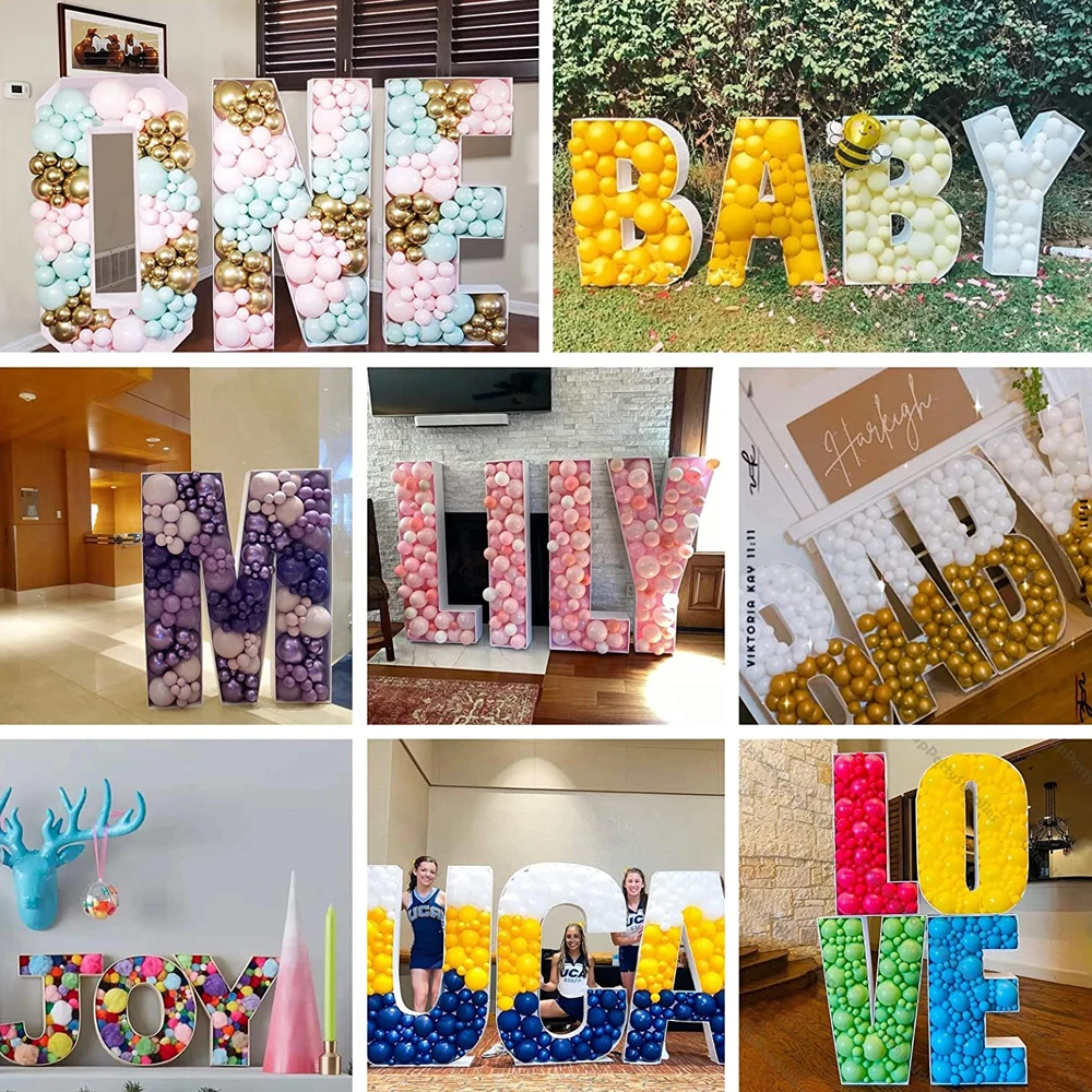 4/3/1Pcs Baby Letter Frame Stand Mosaic Balloons Filling Box KT Board  Alphabet DIY Letter Baby Shower ONE Birthday Party Decor - AliExpress, image size:1000x1000