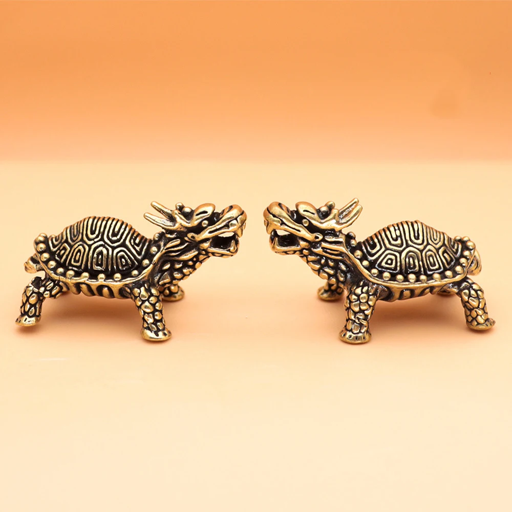 

Brass Turtle Statue, Chinese Tortoise Sculpture Desktop Decoration Animal Good Luck Pendant Housewarming Congratulatory Gift