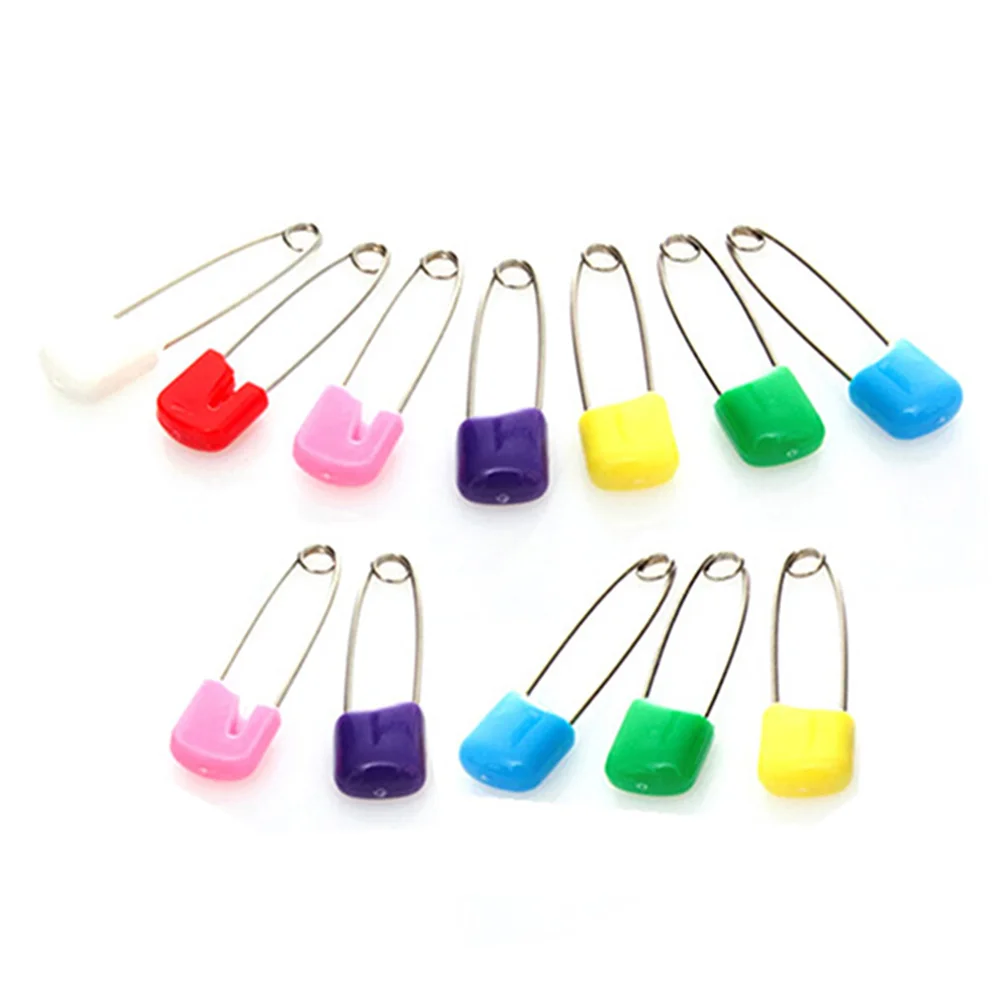 100pcs Baby Safety Colored Diaper Steel Clothes Pin Saliva Towel Fixing  Nursing Accessories - Size S