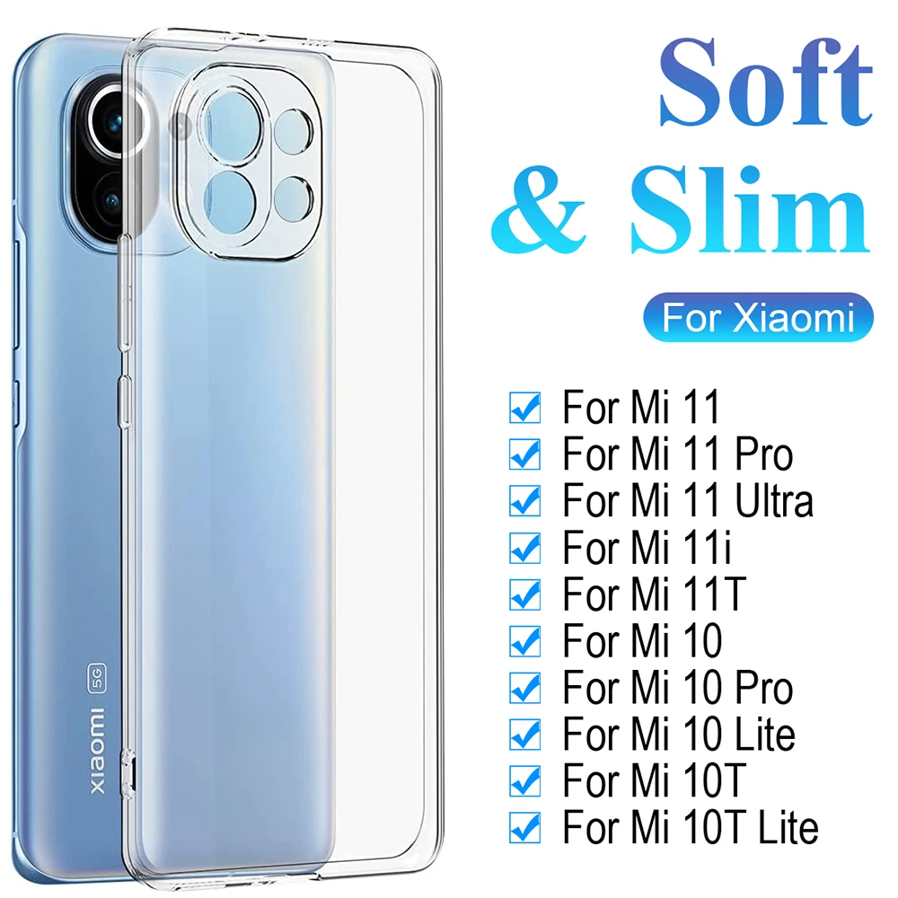 

Прозрачный силиконовый чехол для телефона Xiaomi Mi 11 11X 11i 11T 10 10T 9 9T 8 Pro Lite Se, Ультратонкий Мягкий чехол для Mi A3 A2 Lite A1, чехол