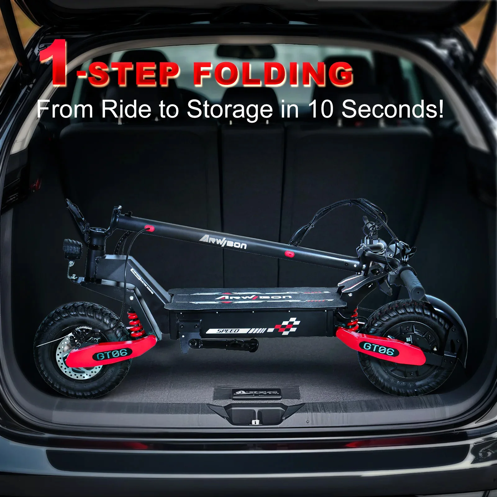 Adult electric scooter, electric commuting scooter, range of 28 miles, 1200W motor dual braking system and shock absorption 6