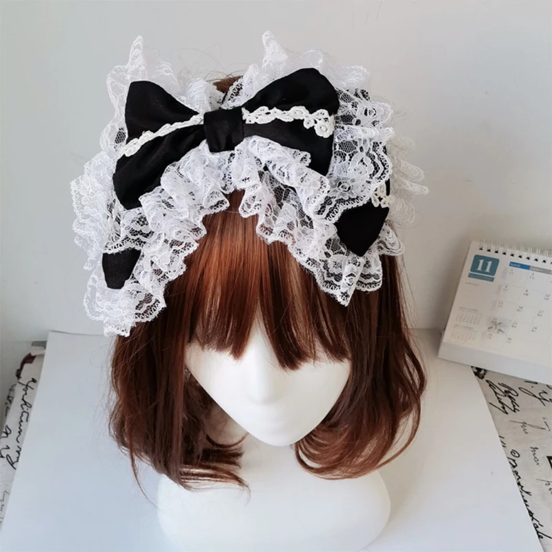 Victorian Lace Headband Sweet Big Bow Kawaii Hair Hoop Lolita Cosplay Headdress Costume Headband